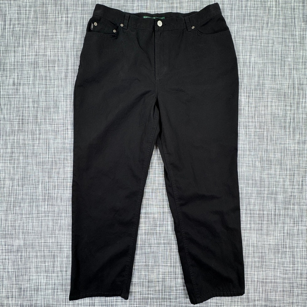 Lauren Jeans Co Women's 14P Black Straight Leg Jeans 100% Cotton Denim Petite